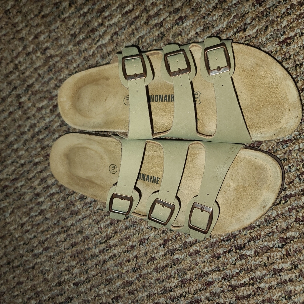 Sandles, Size 11, genuine leather, beige / khaki color